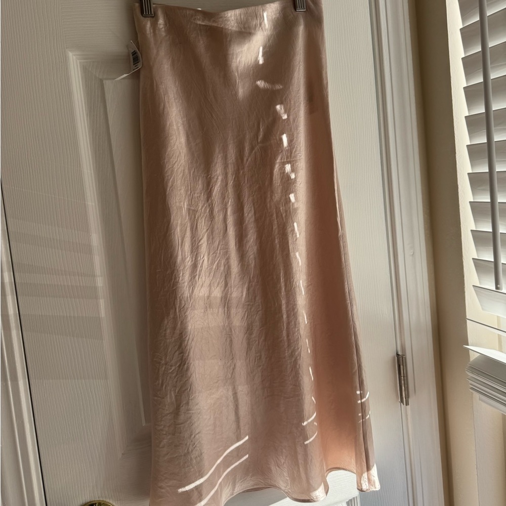 Aritzia Midi Satin Slip Dress in Pearly Pink White